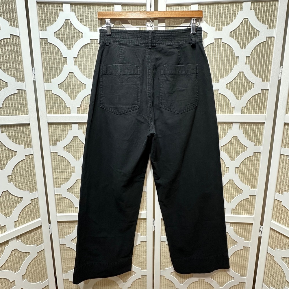 Apiece Apart Wide Leg Pants Women 4 Black High Rise Cropped Canvas Trousers - Picture 9 of 11